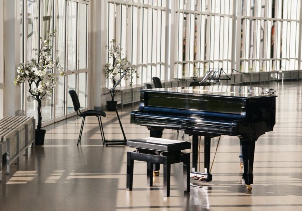 piano placed at a beautiful setting